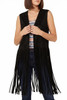 BLACK FRINGE SUEDE VEST - LADIES VESTS  - FRNG-VST2-BLK