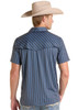 ROCK & ROLL BLUE CHARCOAL STRIPE VENNTED - MENS POLO  - BM51T09592