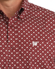 CINCH BURGUNDY GEOMETRIC PRINT - MENS SHIRT  - MTW1106141