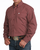 CINCH BURGUNDY GEOMETRIC PRINT - MENS SHIRT  - MTW1106141