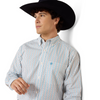 ARIAT CROW WHITE LONGHORN STRIPE - MENS SHIRT  - 10079419
