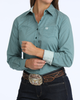 CINCH TEAL GEOMETRIC PRINT - LADIES SHIRT  - MSW9164276