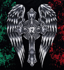 AFFLICTION FUERZA REGIDA CRAZY  BLACK TEE - MENS TEE  - A30518