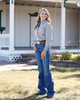 CINCH BROWN TENCEL STRIPE PRINT - LADIES SHIRT  - MSW9165092