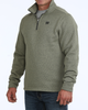 CINCH OLIVE KNIT 1/4 ZIP PULLOVER - MEN SWEATER  - MWK1080021