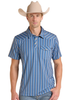 ROCK & ROLL STRIPED WESTERN VENTED BLUE - MENS POLO  - BM51T09590