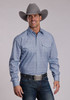 STETSON STEEL BLUE FILIGREE PRINT - MENS SHIRT  - 11-01-425-6055BU