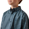 ARIAT LEX TEAL SOUTHWEST GEO PRINT - KIDS BOYS SHIRT - 10080651