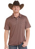 ROCK & ROLL MICRO GEO BROWN VENTED PRINT - MENS POLO  - BM51T10068