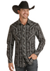 ROCK & ROLL AZTEC POPLIN PRINT CHARCOAL - MENS SHIRT  - RRMSOSRZ1A