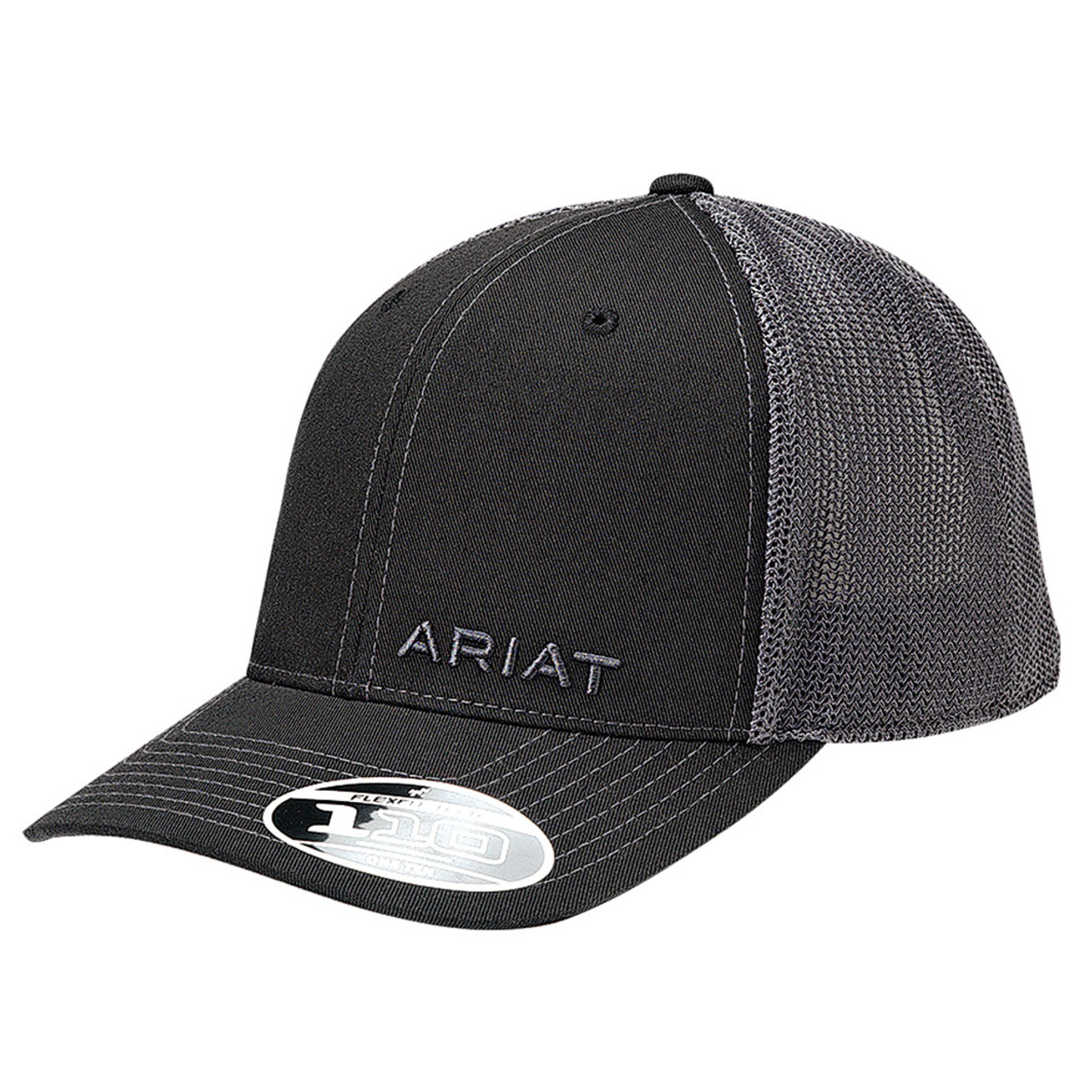 Ariat Men's Flex Fit 110 Tech Offset Logo Cap - Black - Black - Adjustable