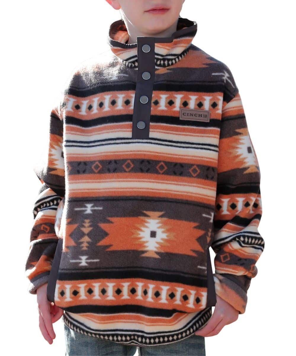 ORANGE AZTEC FLEECE PULLOVER MWK7590015 CINCH - Main Image