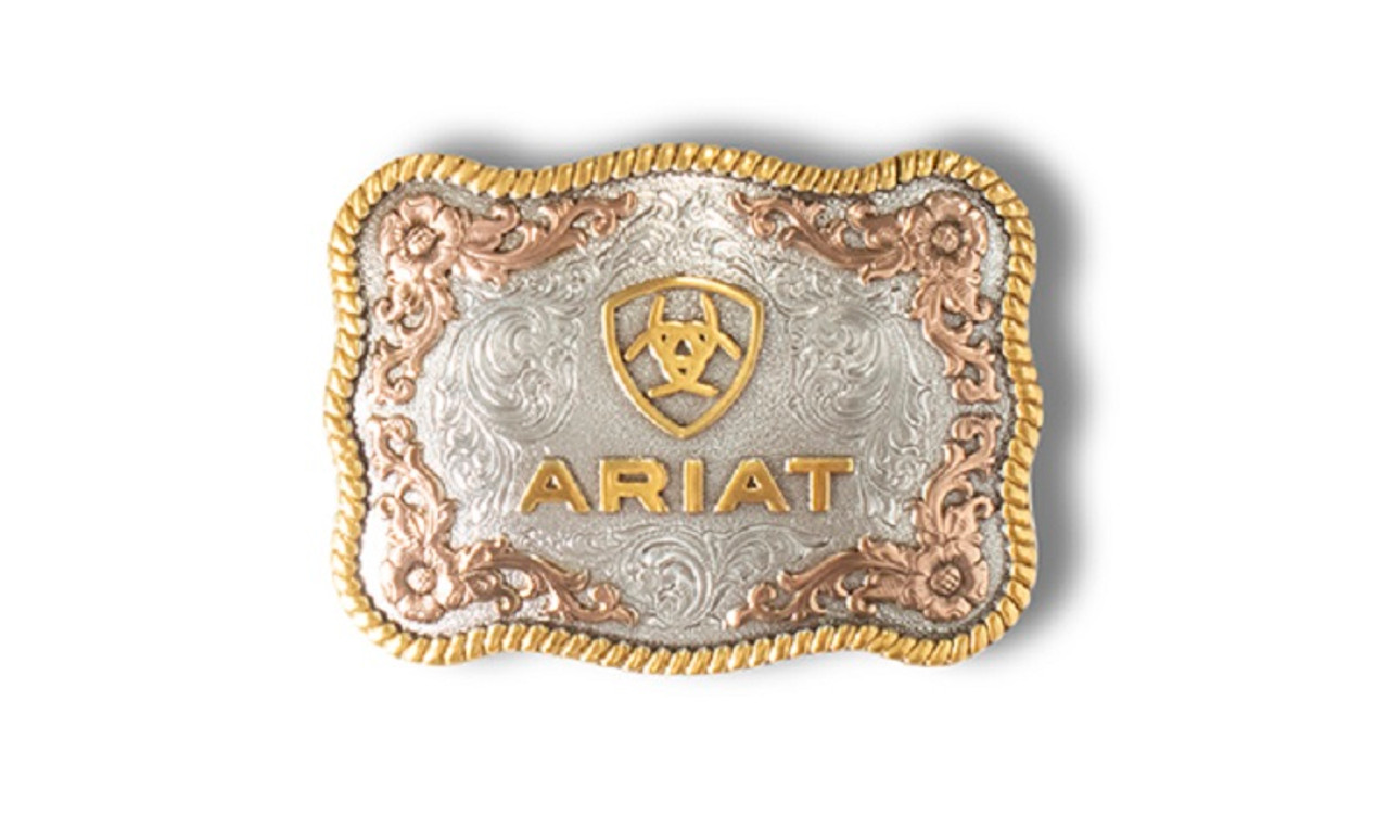 Ariat Silver Longhorn Motif Rectangle Buckle A37008