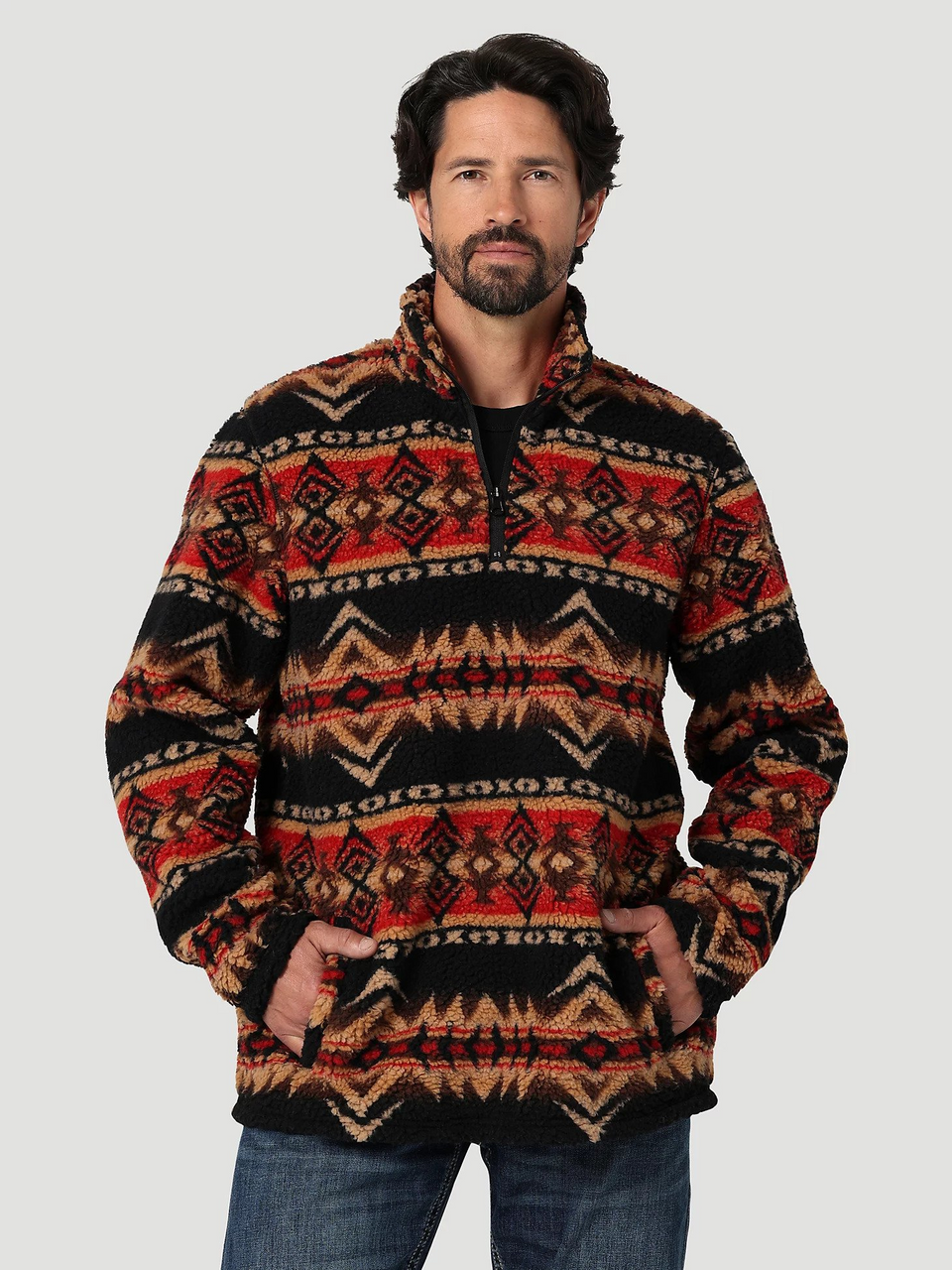 Quarter Zip Sts Aztec Pullover SHERPA 1/4 ZIP AZTEC RED 112335694
