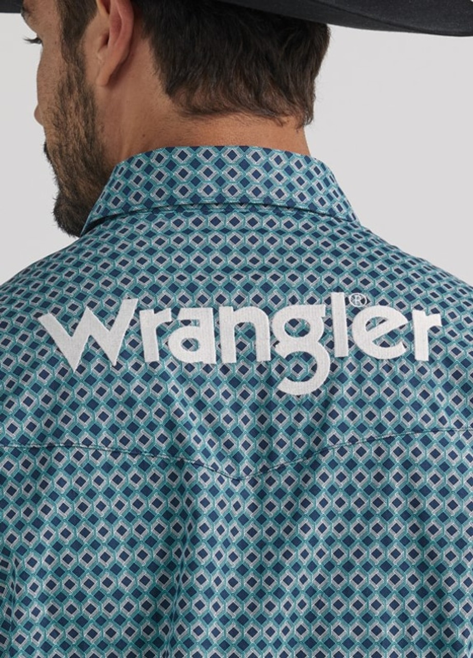 Wrangler Men's Logo Long Sleeve Print Shirt