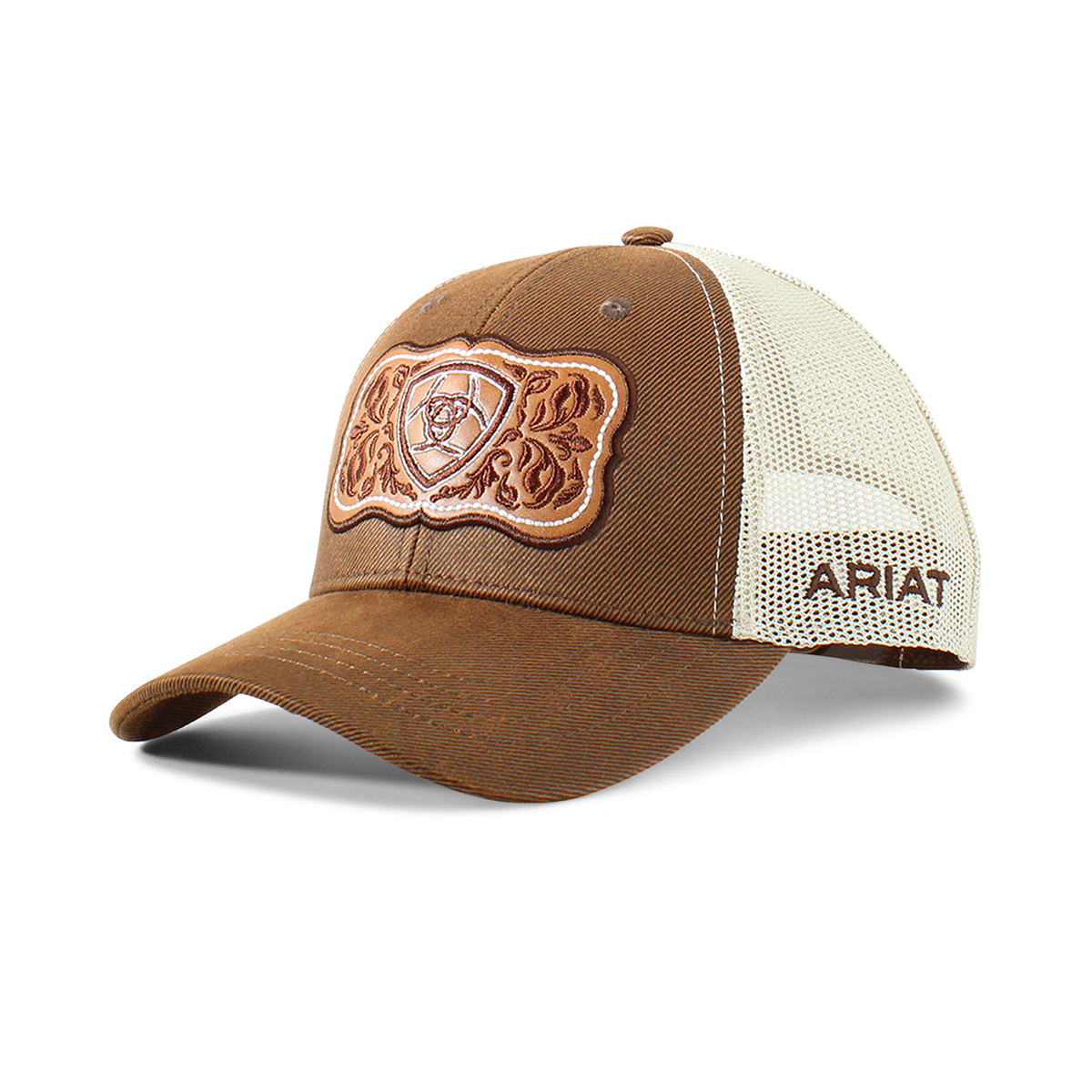 FAUX LEATHER FLORAL LOGO BROWN A300070002 ARIAT