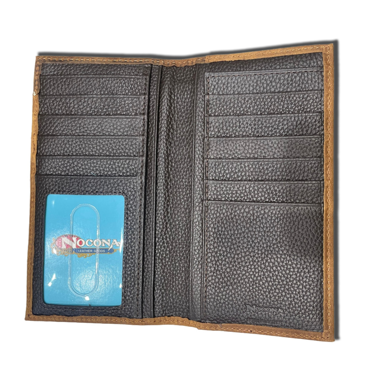 Nocona Mens Medium Brown Bifold Style Wallet - Boot Stitch Front