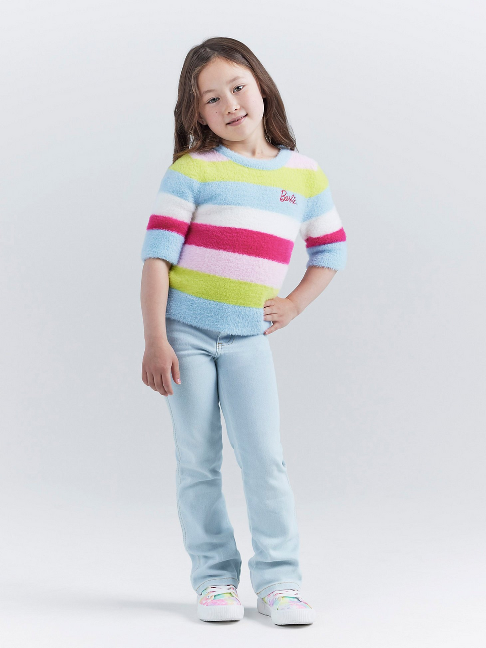 BARBIE STRIPED FUZZY SWEATER 112344882 WRANGLER