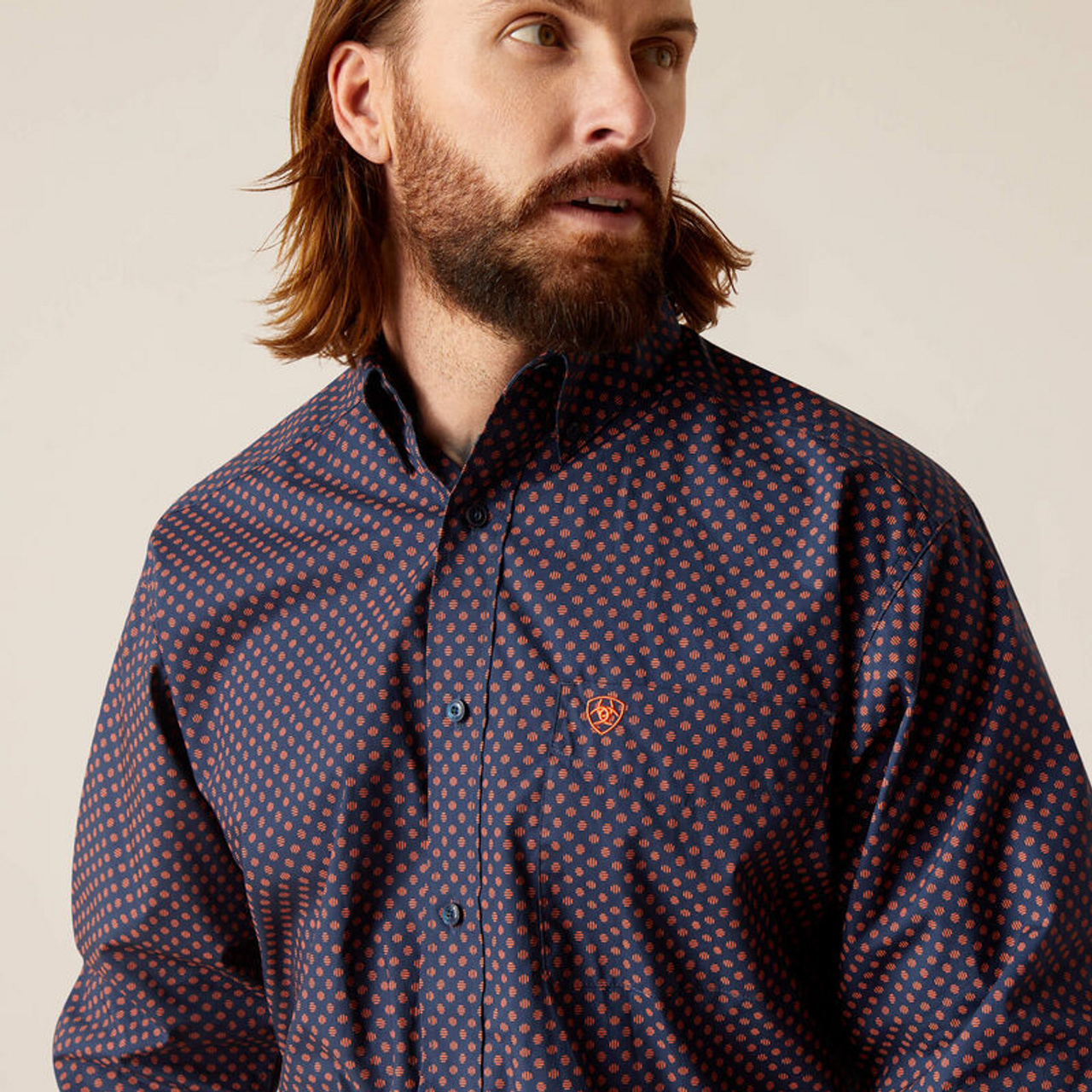 Moustache dot-print dress shirt - Blue