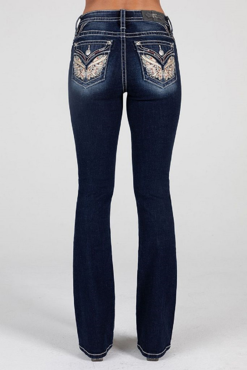 Miss Me Feather & Floral Bootcut Jeans – LeLa's Boutique