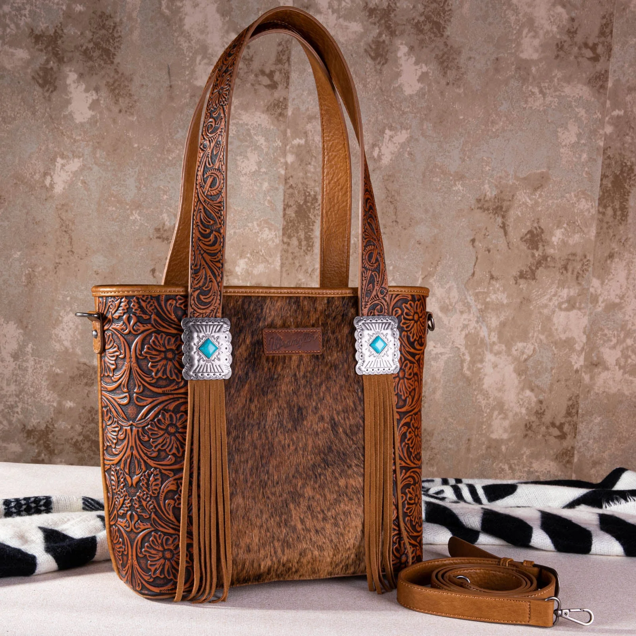 Wrangler Vintage Floral Tooled Collection Crossbody - Brown