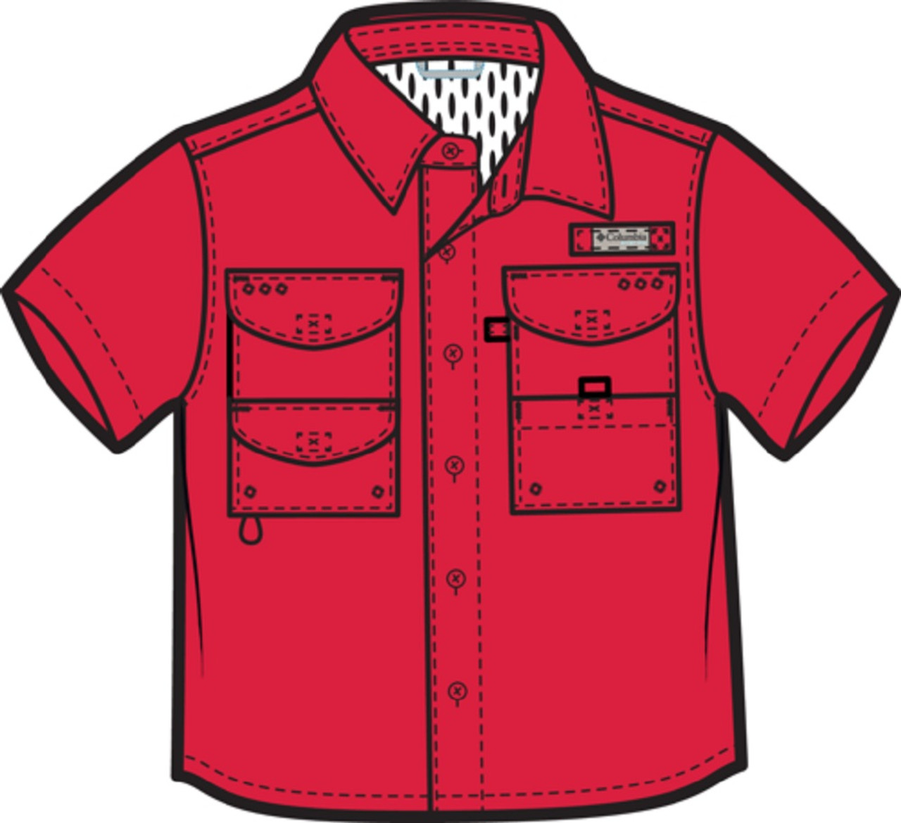 Columbia Boys Toddler PFG Bonehead Short Sleeve Shirt - 4T - Red