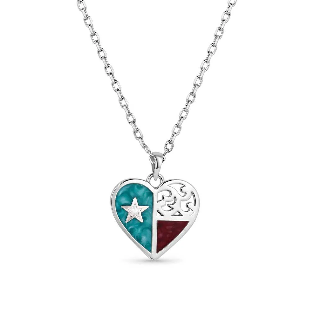 TEXAS FLAG HEART PENDANT NC5818 MONTANA SILVERSMITHS