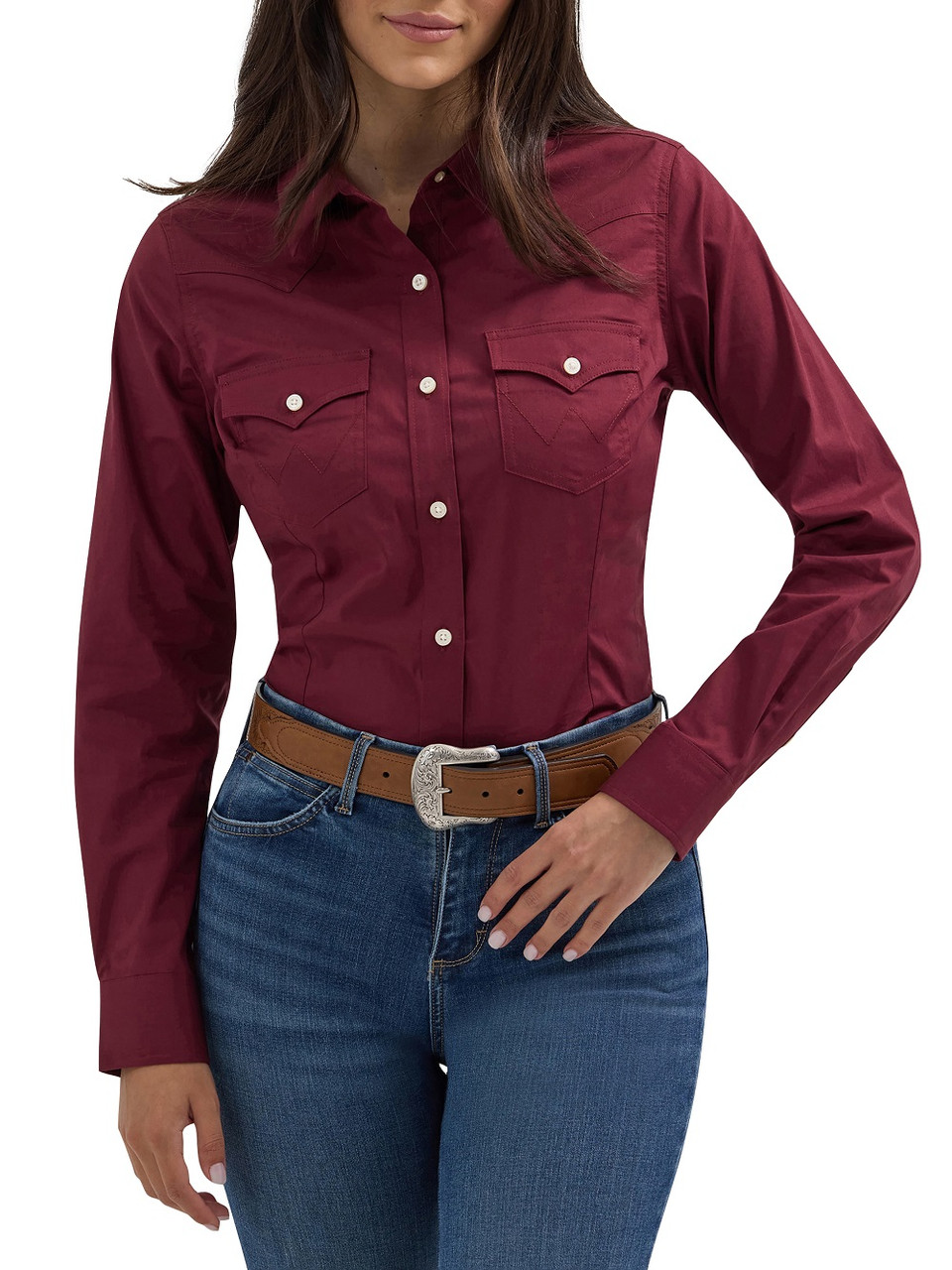 women's burgundy dress shirt Mafoose Women's Long Sleeve Carefree Poplin Uniforms Dress Shirt Burgundy 2X-Large, Size: 2XL, Brown