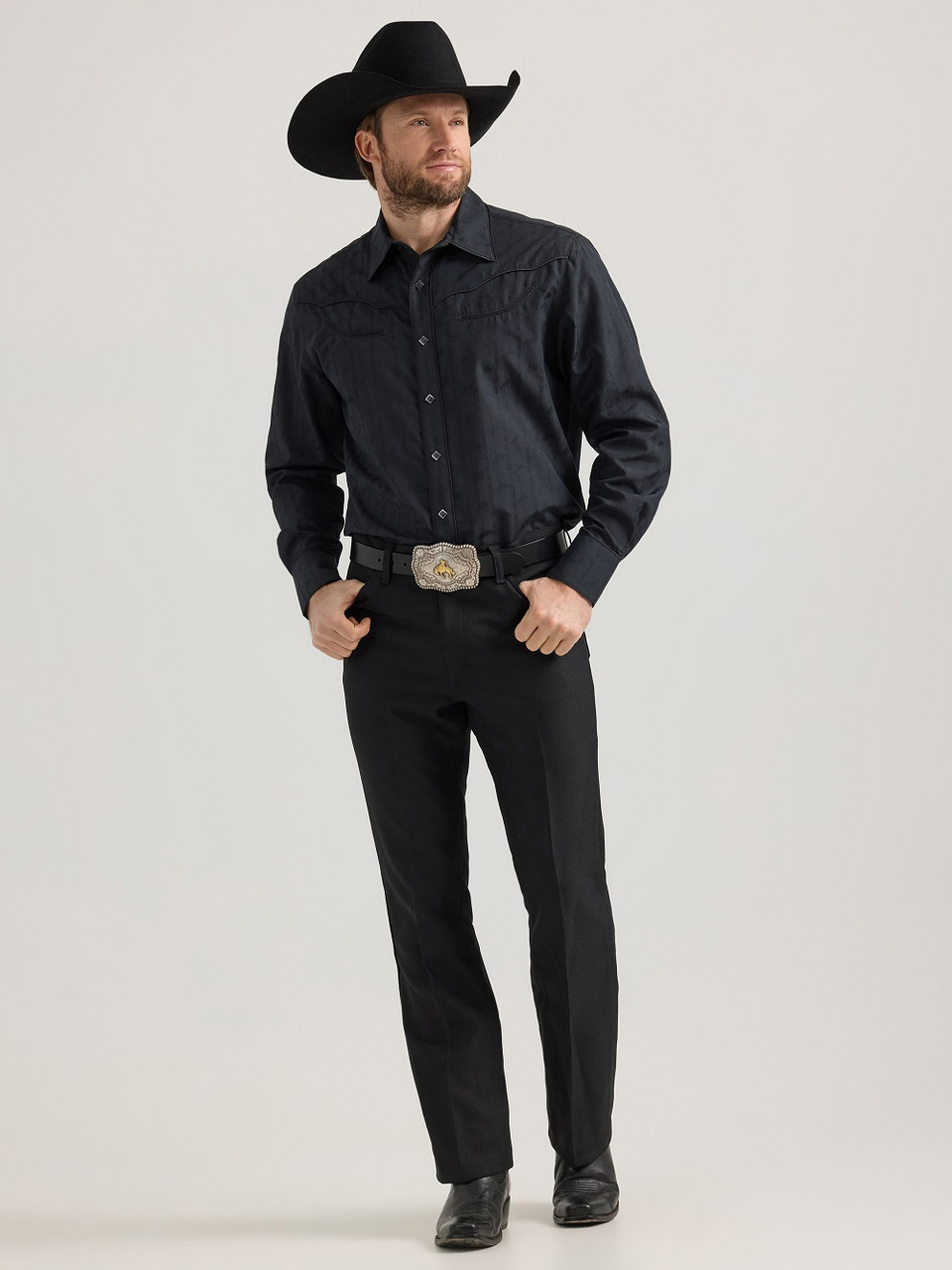 Wrangler Men's Rodeo Ben Long Sleeve Snap Shirt Black - 112353223 Wrangler Men's Rodeo Ben Long Sleeve Snap Shirt Black - 112353223