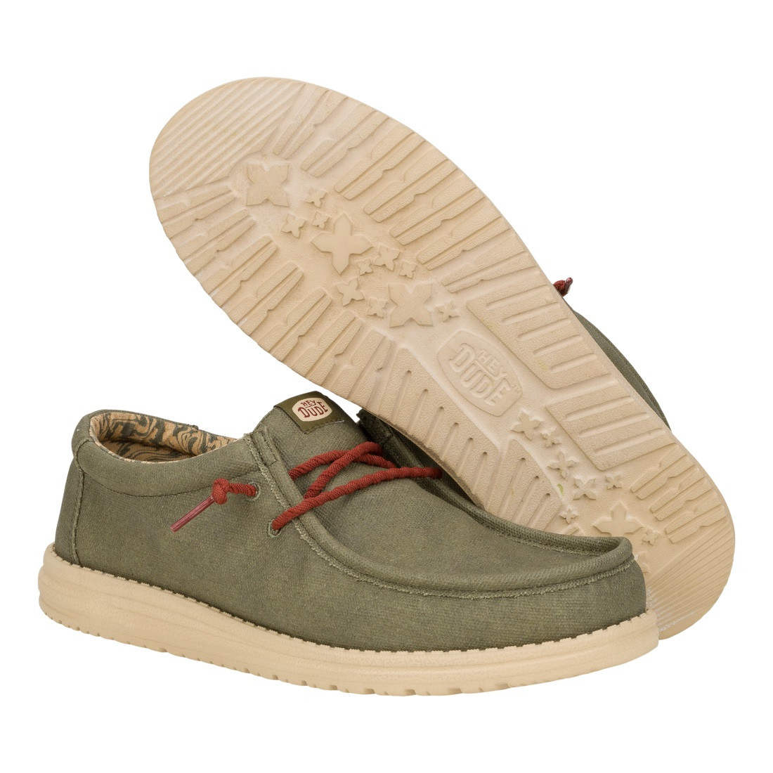 WALLY WAXED CANVAS OLIVE 41873-337 HEY DUDE