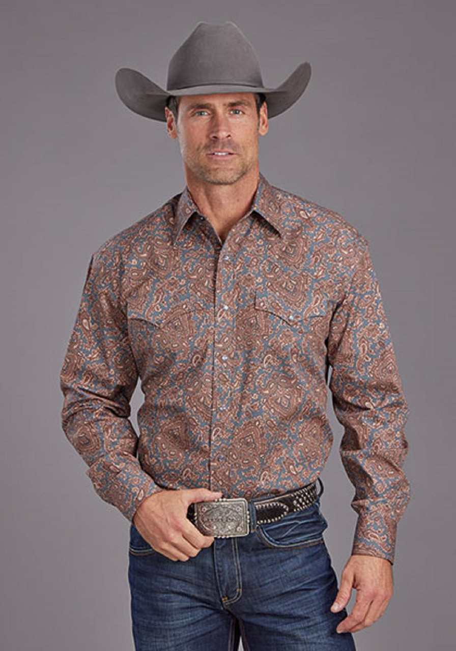 copper mens dress shirt High-Quality Copper Fancy Woven Long Sleeve Shirt 5X-LARGE