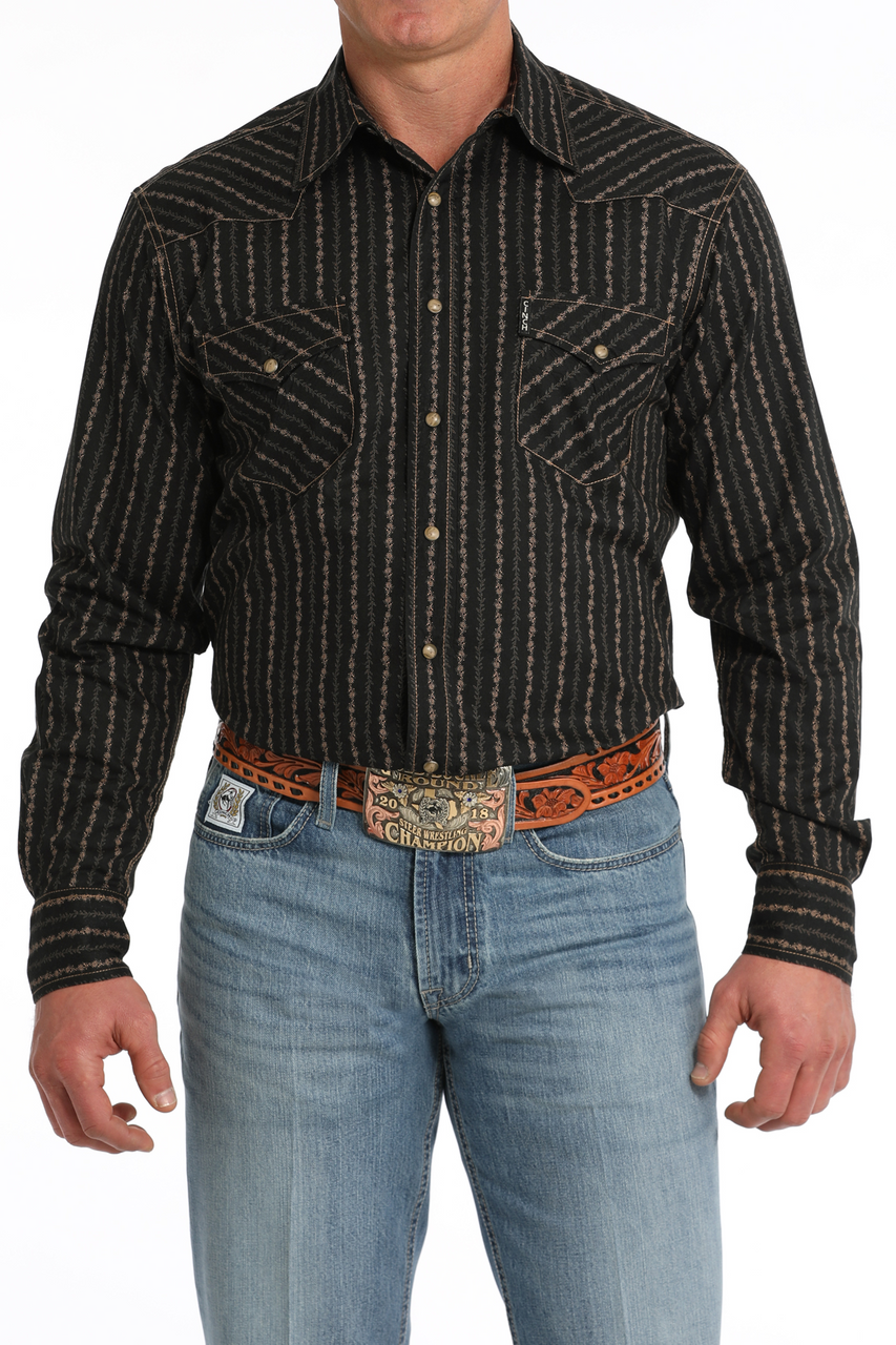 【Raucohouse】Forma wool slim-fit long sleeve PRINT MODERN BLACK LONG SLEEVE MTW1303081 CINCH