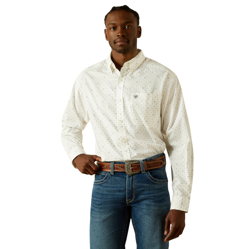 ariat white dress shirt Ariat Men's Team Logo White Button Down Shirt 10046825