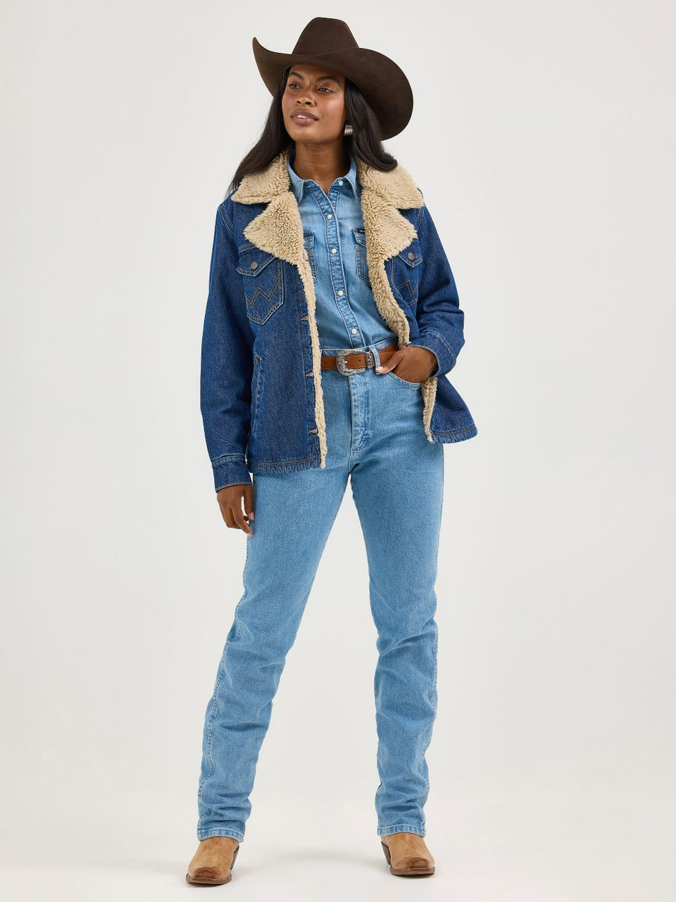 VAQUERAスローガンジャケット RETRO SHERPA LINED DARK DENIM 112367333 WRANGLER