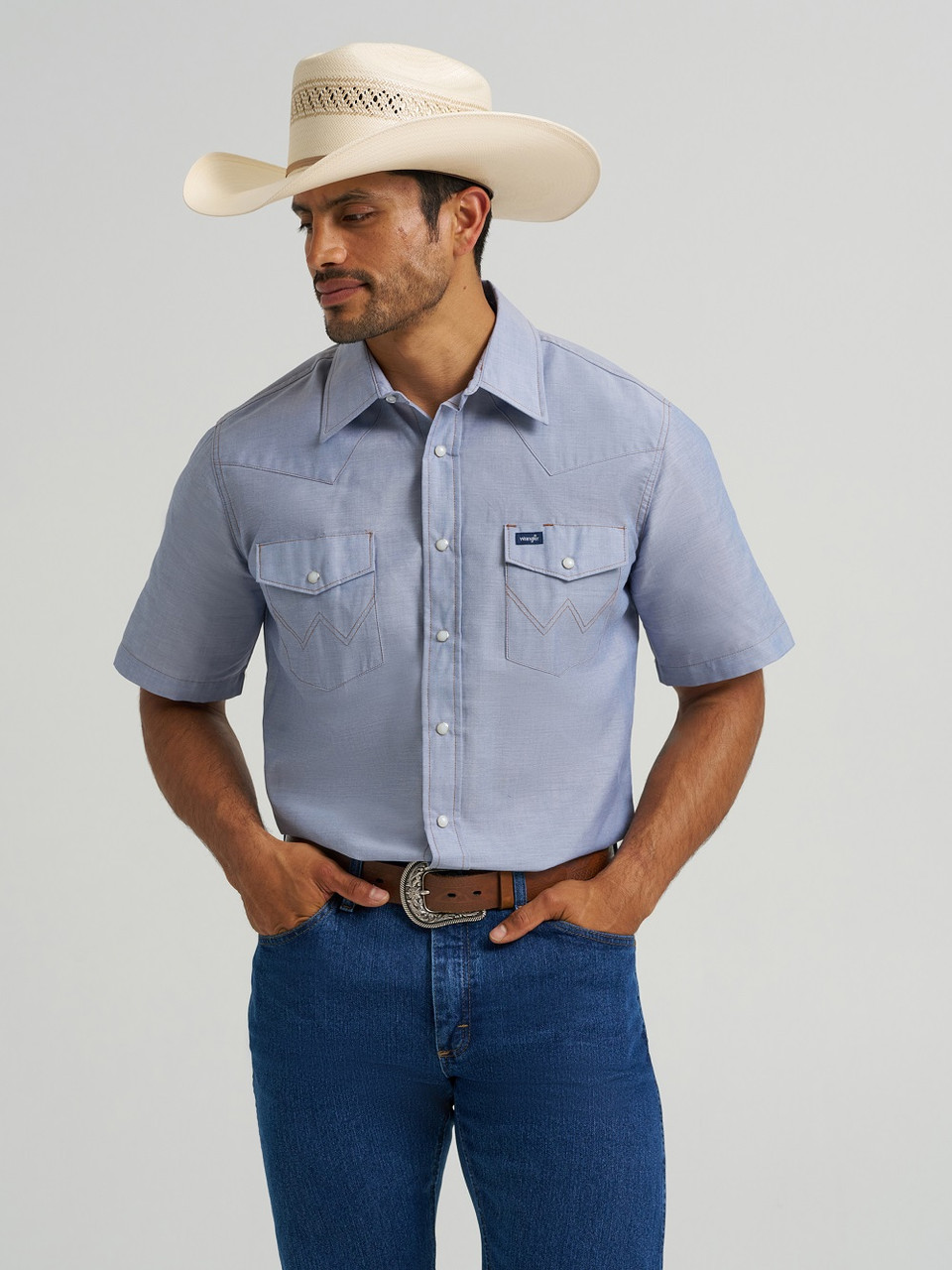 CHAMBRAY WORKSHIRT COWBOY CUT 112370331 WRANGLER