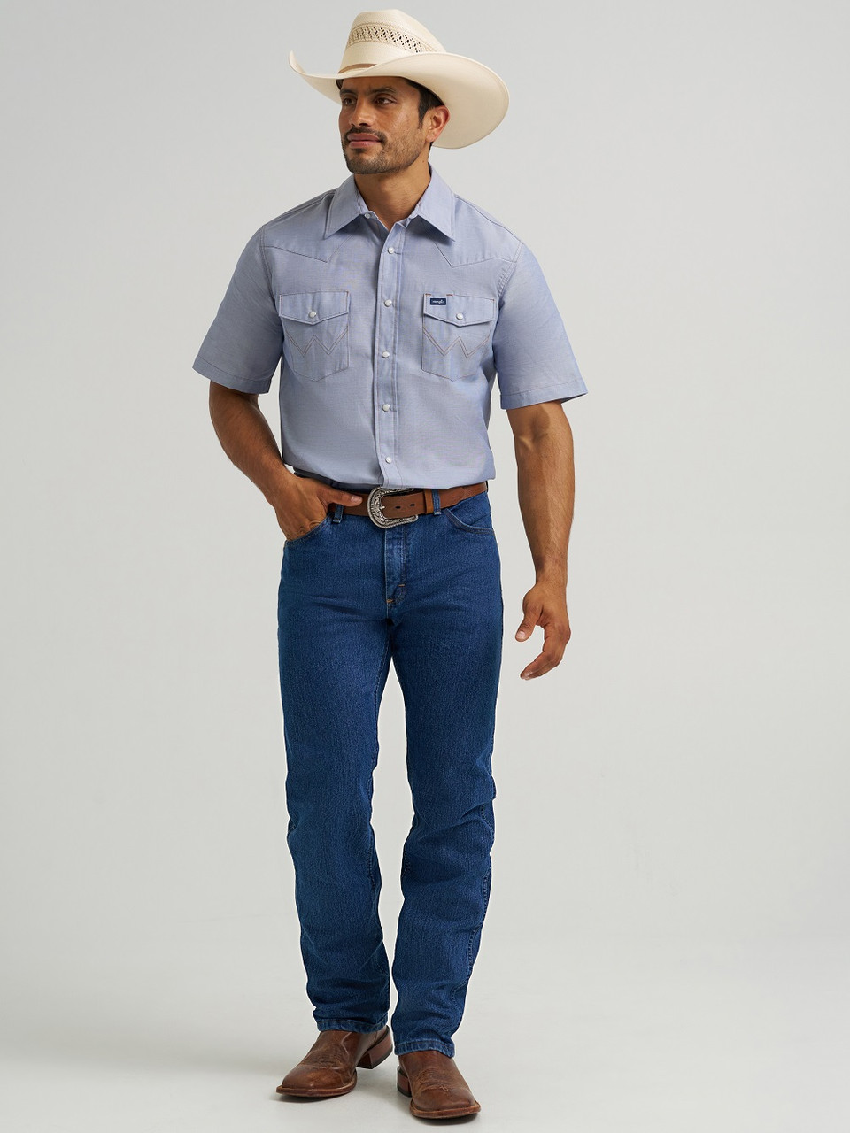 【美品】AMS QC1237 16×8J CHAMBRAY WORKSHIRT COWBOY CUT 112370331 WRANGLER