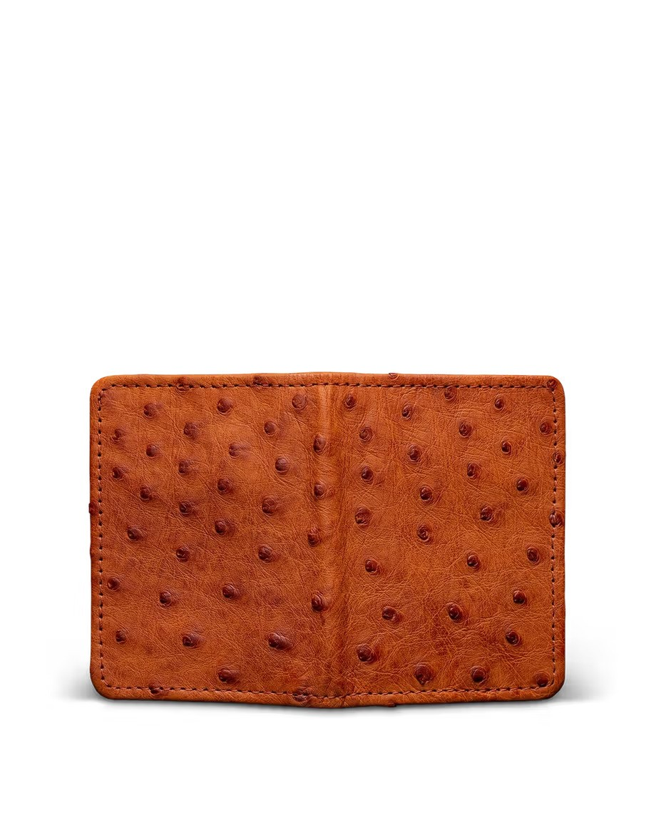 OSTRICH BIFOLD CARD CASE PECAN 30104PEC TECOVAS OSTRICH BIFOLD CARD CASE PECAN 30104PEC TECOVAS