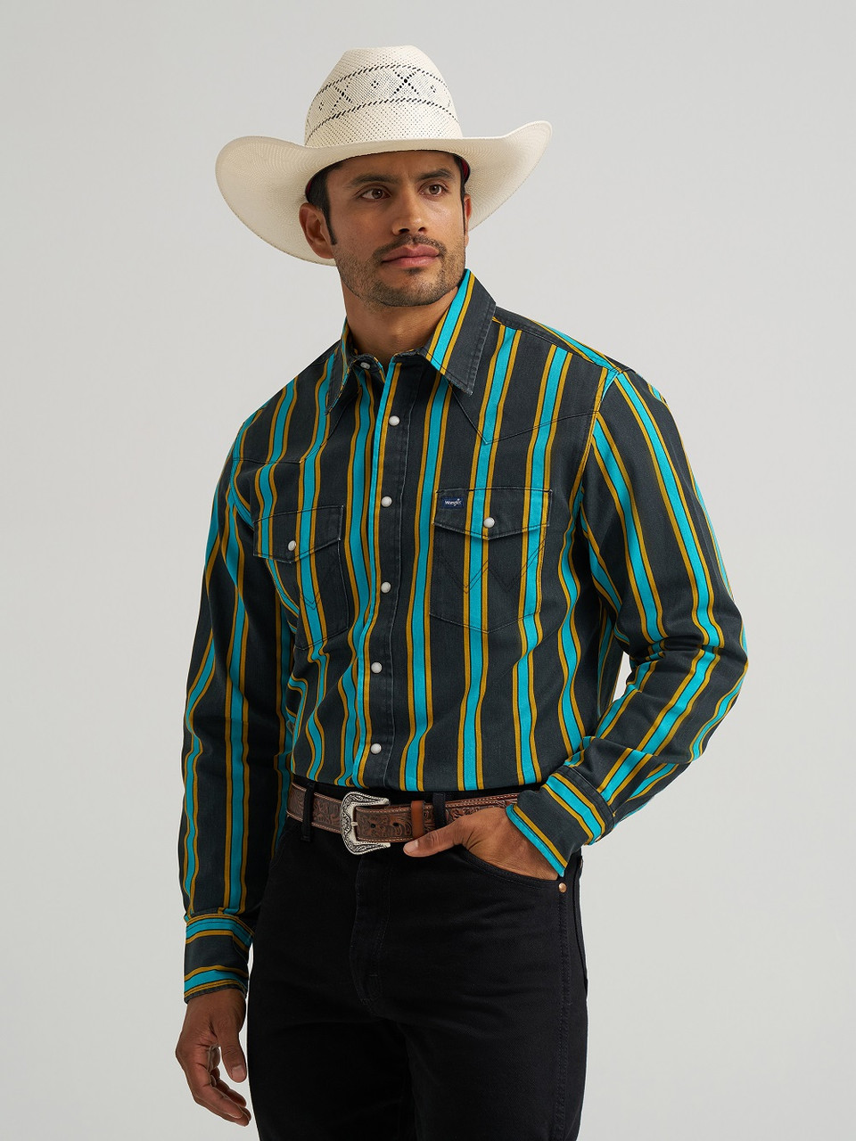 VINTAGE CLASSIC FIT BLACK MULT 112375714 WRANGLER
