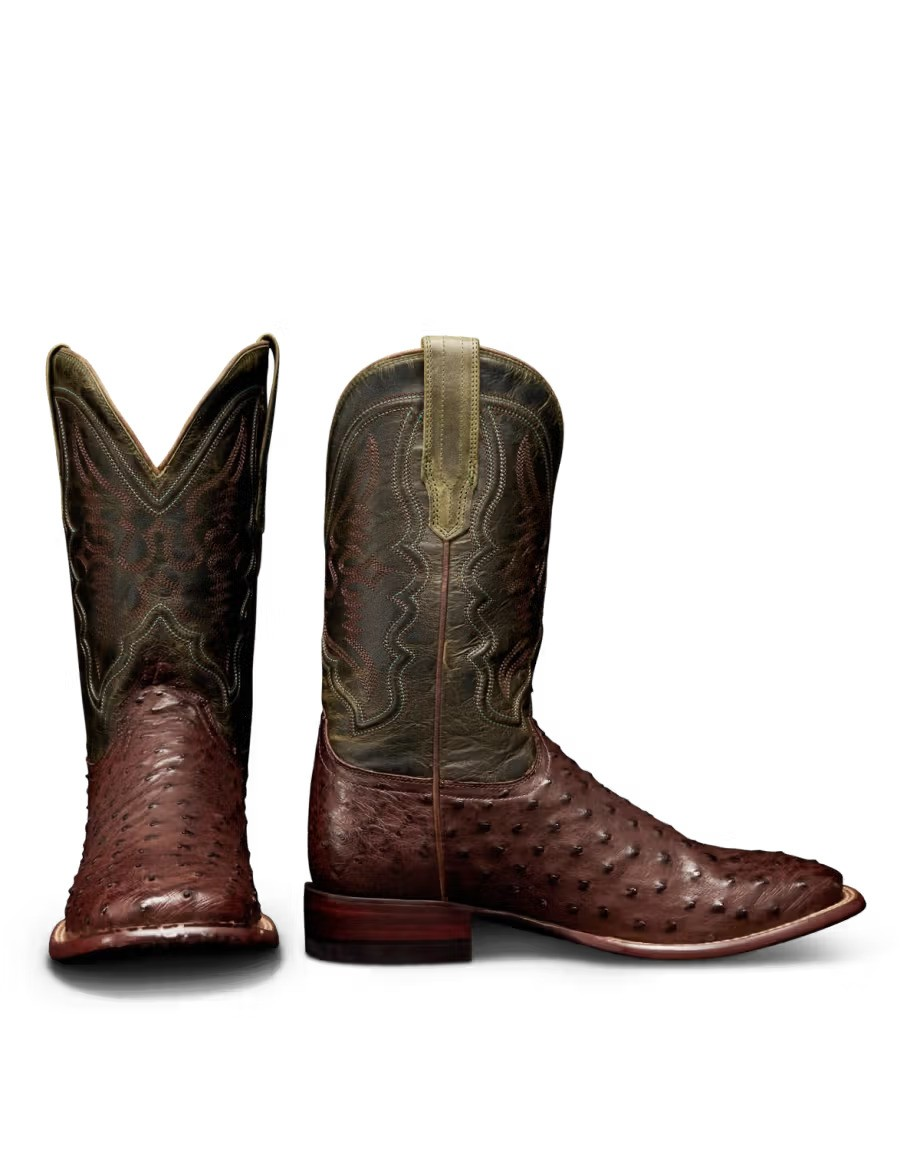 men's tobacco leather boots Lug Sole Captain Lace-Up Boot In THE EMMIT II TOBACCO OSTRICH