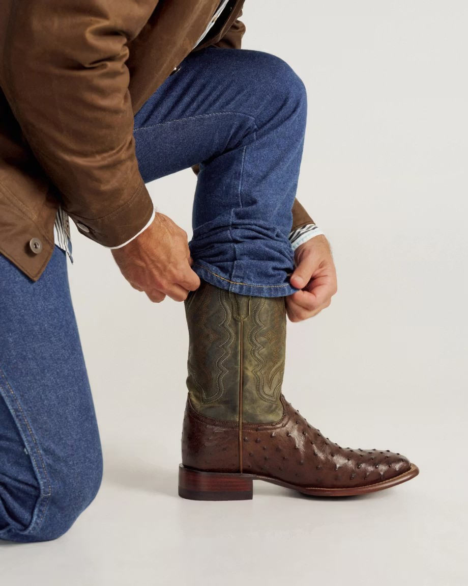 e cigarette boots Faux Ostrich size 7 Standard US Mens sizing Nicotine Full Quill Ostrich -