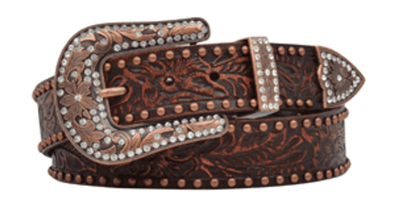 FLORAL EMBOSSED BRONZE DA1034 3-D BELT