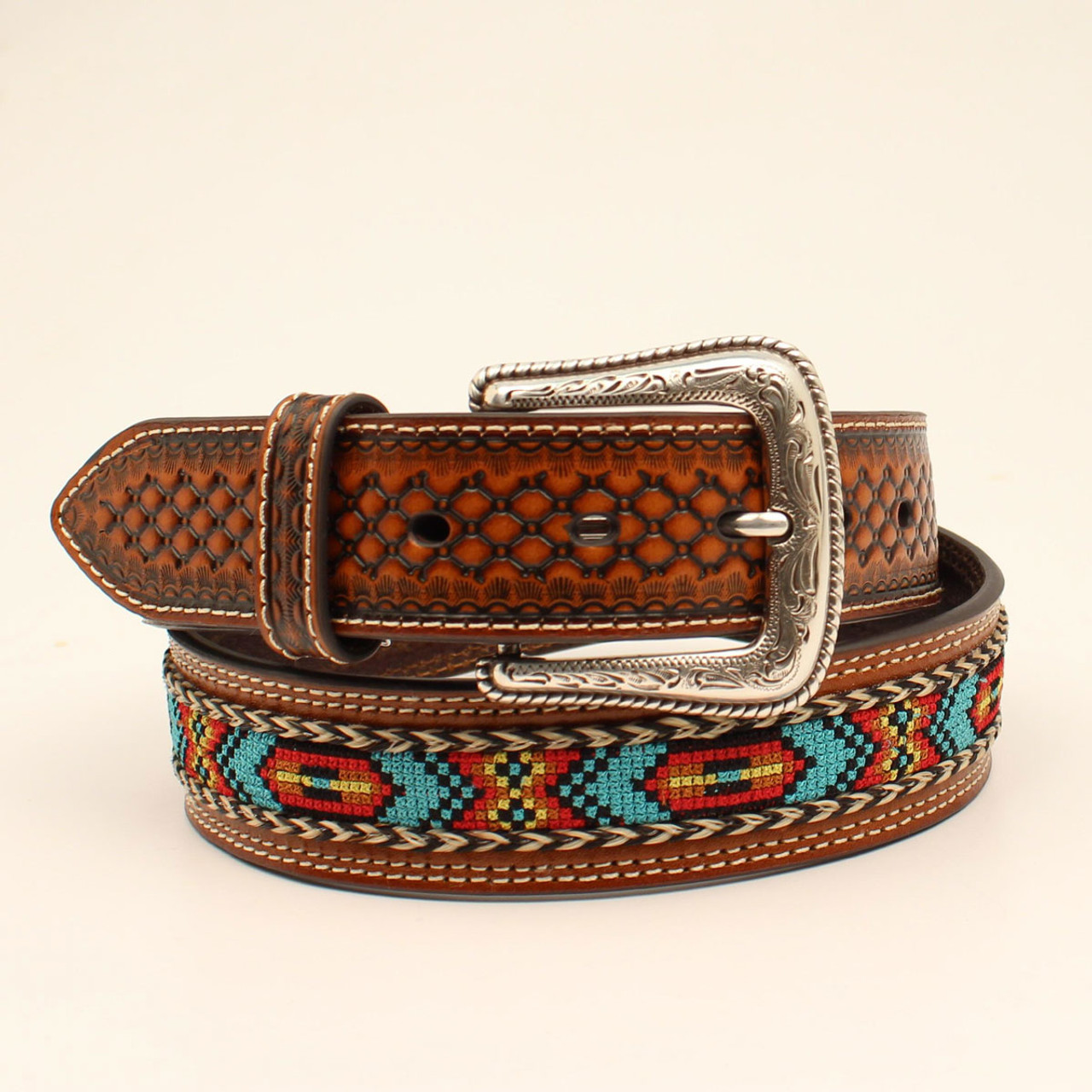 Nocona Men's Southwestern Fabric Inlay Belt