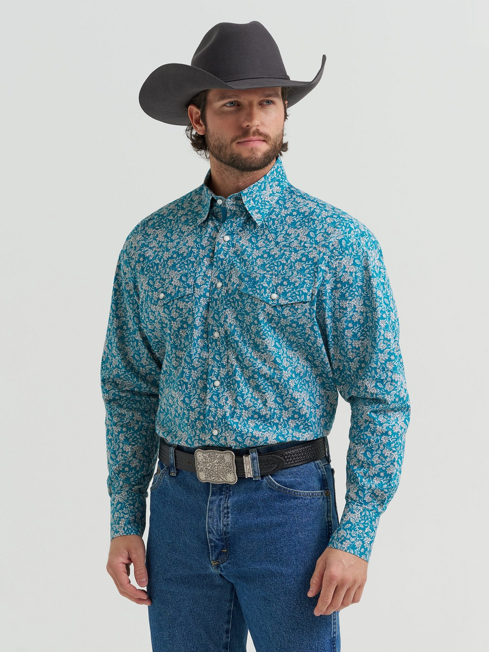 GEORGE STRAIT TEAL FLORAL 112381969 WRANGLER