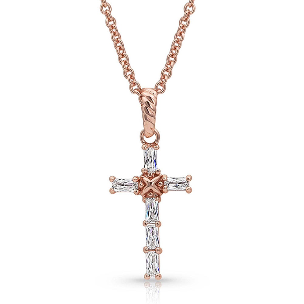 ROSE GOLD ENTWINED CROSS NC3239RG MONTANA SILVERSMITHS