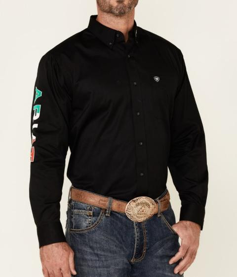 Ariat Men's Team Logo Twill Classic Fit Shirt, XL, Black Mexico Ariat Men's Team Logo Twill Classic Fit Shirt, XL, Black Mexico