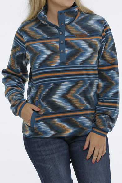 CINCH TEAL AZTEC FLEECE PULLOVER - LADIES SWEATSHIRT  - MAK9820009