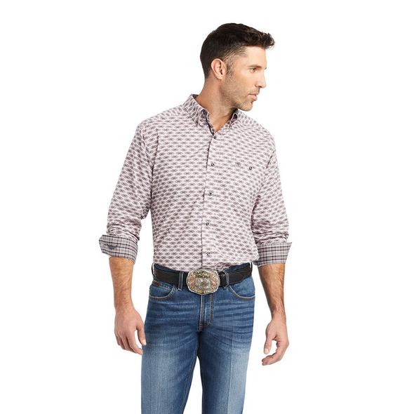 ARIAT RELENTLESS STRETCH MAUVE PRINT - MENS SHIRT  - 10042165