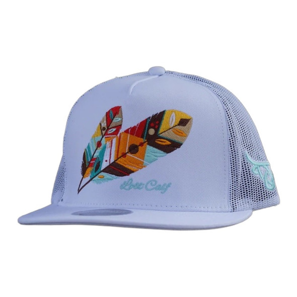 LOST CALF FEATHER WHITE FLAT TRUCKER - HATS CAP  - TRIBE FLAT WHITE