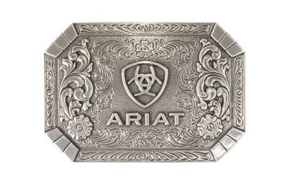 ARIAT FLORAL RECTANGLE SILVER - ACC BUCKLE  - A37018