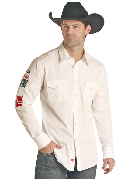 ROCK & ROLL WHITE SNAP MEXICO TEAM LOGO - MENS SHIRT  - RRMSOSR0ZY
